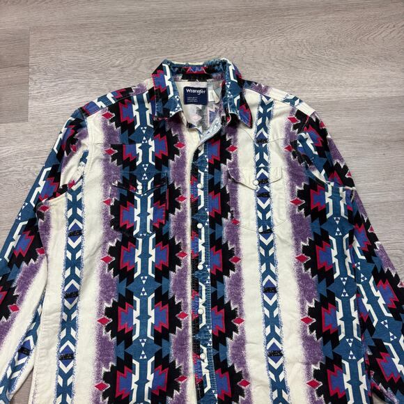 Vintage Wrangler Aztec Southwest Button Up Shirt X Long Tails Men's XL - Picture 2 of 9